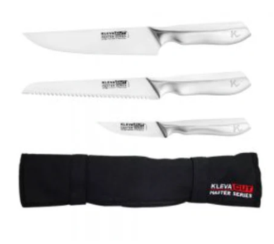 3 Piece Professional KlevaCut® Master Series Knife Set - BONUS Knife Satchel FREE