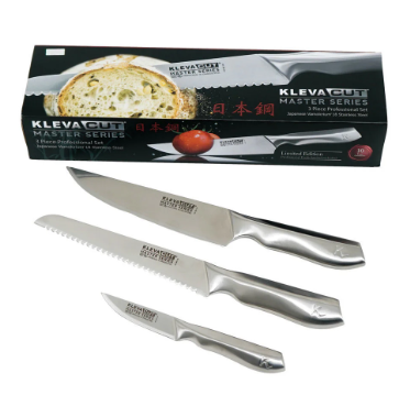 3 Piece Professional KlevaCut® Master Series Knife Set - BONUS Knife Satchel FREE