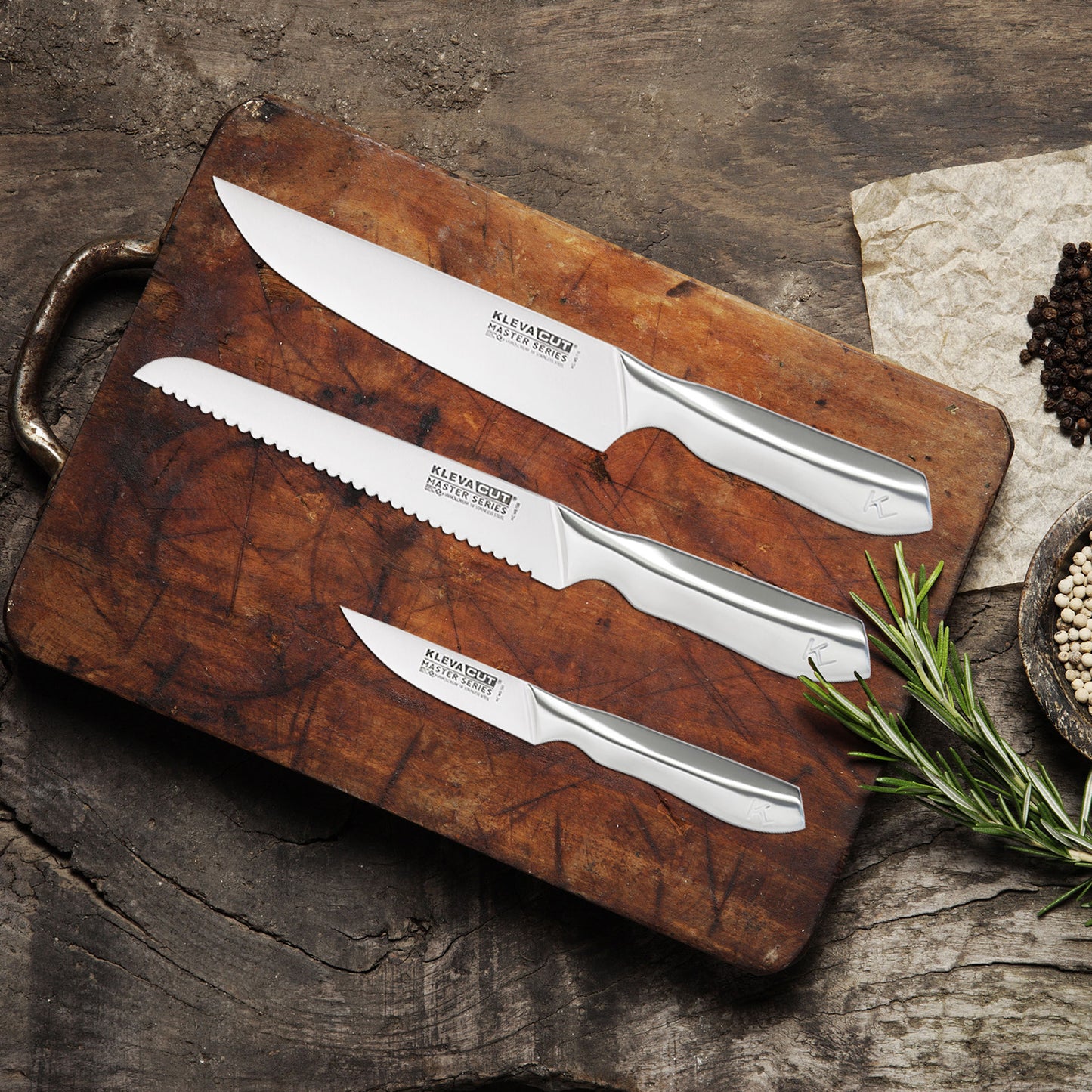 KlevaCut® Master Series 3-Piece Knife Set + Storage Roll