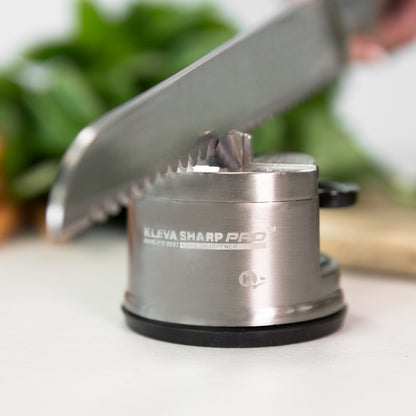 Kleva Sharp Pro® Knife Sharpener With Precision Honing Plate + Suction Base