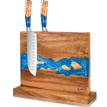 Mr. Knife Guy® Signature Acacia Freestanding Magnetic Knife Block – Solid Wood