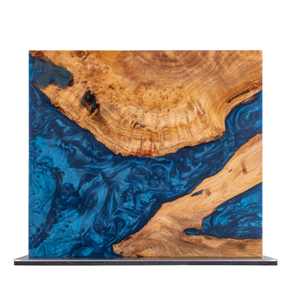 Mr. Knife Guy® Signature Blue Resin & Burl Freestanding Magnetic Knife Block