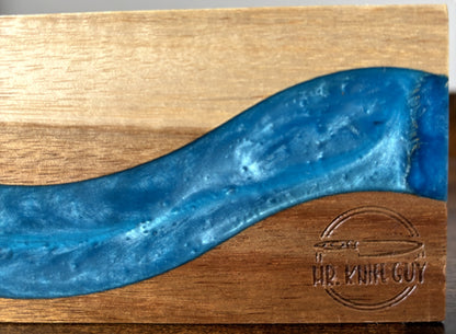 Mr. Knife Guy® Signature Acacia & Blue Resin Wall Mounted Magnetic Knife Holder