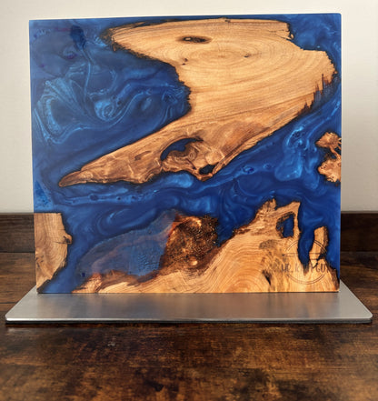 Mr. Knife Guy® Signature Blue Resin & Burl Freestanding Magnetic Knife Block