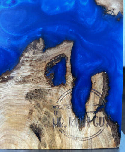 Mr. Knife Guy® Signature Blue Resin & Burl Freestanding Magnetic Knife Block